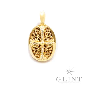 クロムハーツ<br>22K CLASSIC OVAL CROSS PENDANT<br>PAVE DIAMOND